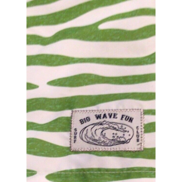 Shein Big Wave Fun Surf Club Men’s Swim Trunks Green Zebra Stripe Size XL Shorts - Picture 2 of 3